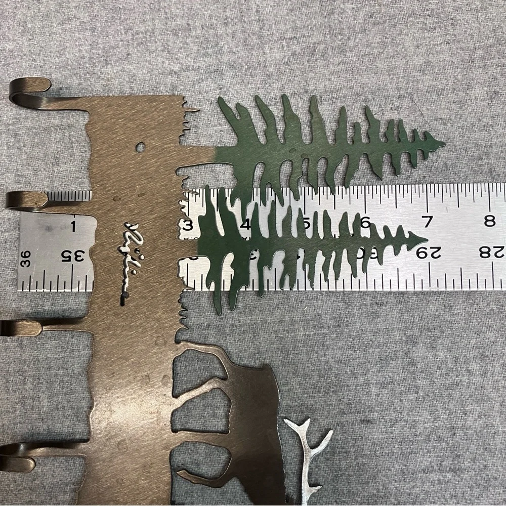 Elk Deer Woodland Metal Art Hanging Coat Hooks Hat Rack Key Holder Signed Cabin